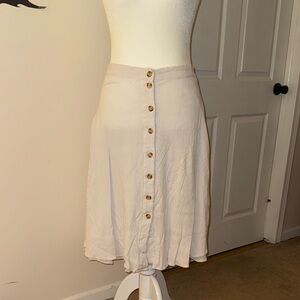 Jessica London Cream Button-Front Midi Skirt